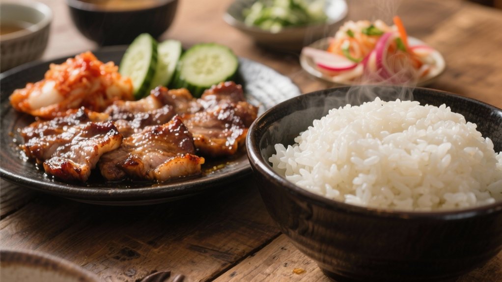 fluffy steamed white rice