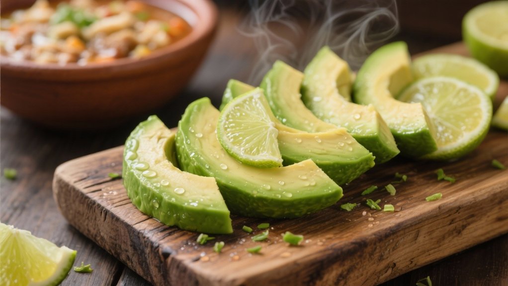 fresh avocado lime slices