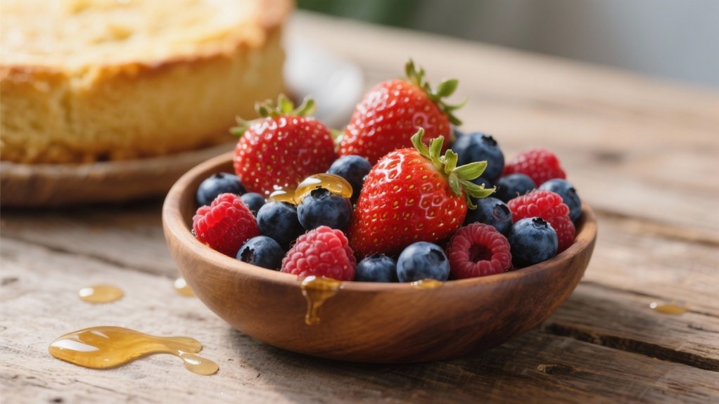 fresh berries and honey