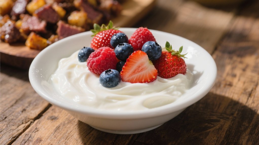 fresh berries with yogurt