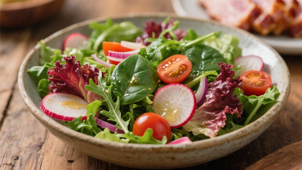 fresh greens and vinaigrette