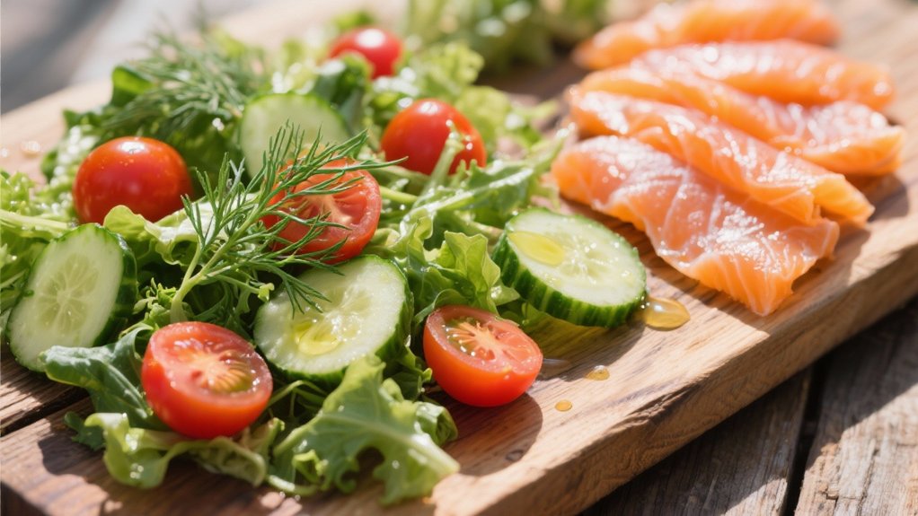 fresh greens enhance salmon