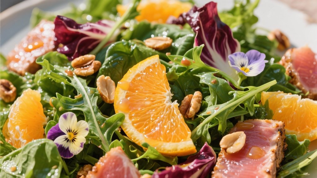 fresh greens with citrus
