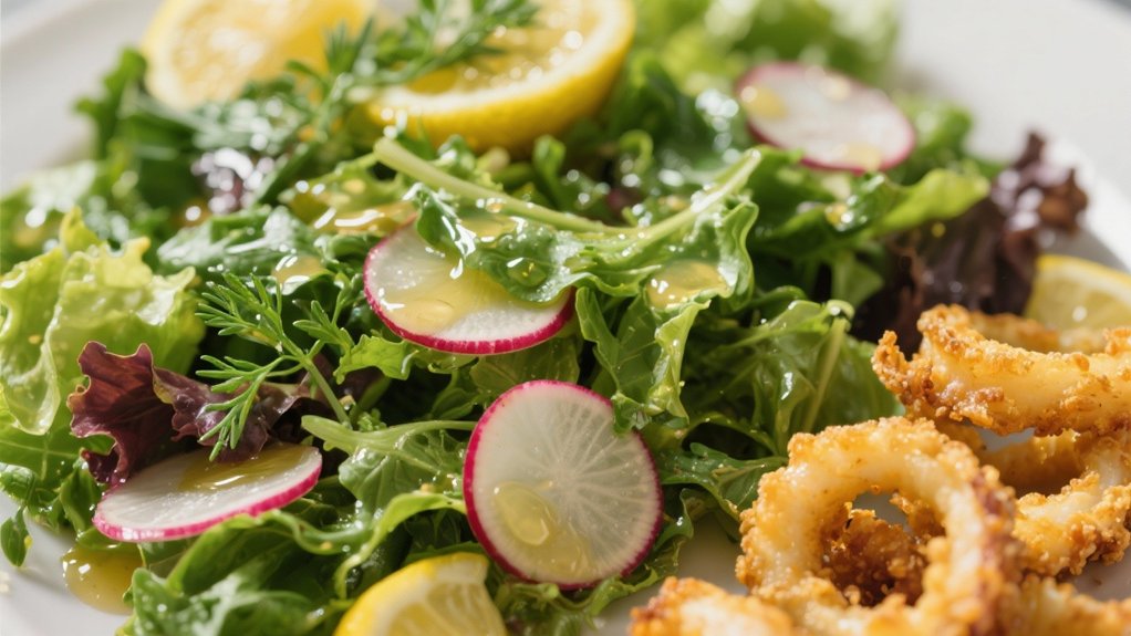 fresh greens with tangy vinaigrette