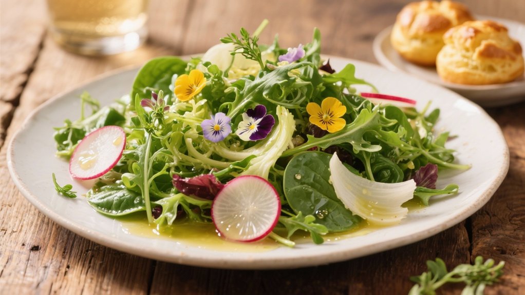 fresh greens with vinaigrette