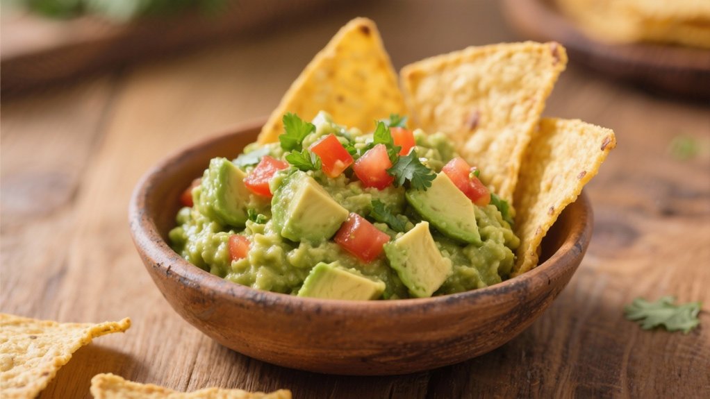 fresh guacamole with chips