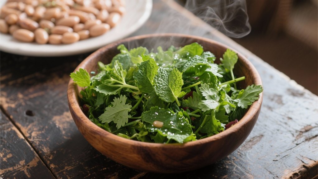 fresh herb salad contrast