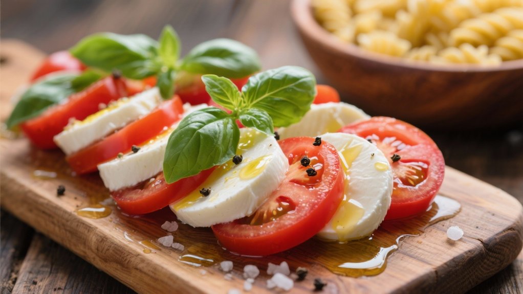 fresh mozzarella and tomatoes