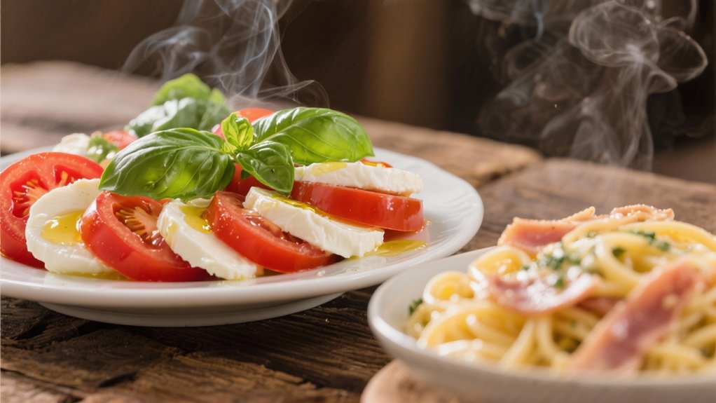 fresh mozzarella and tomatoes