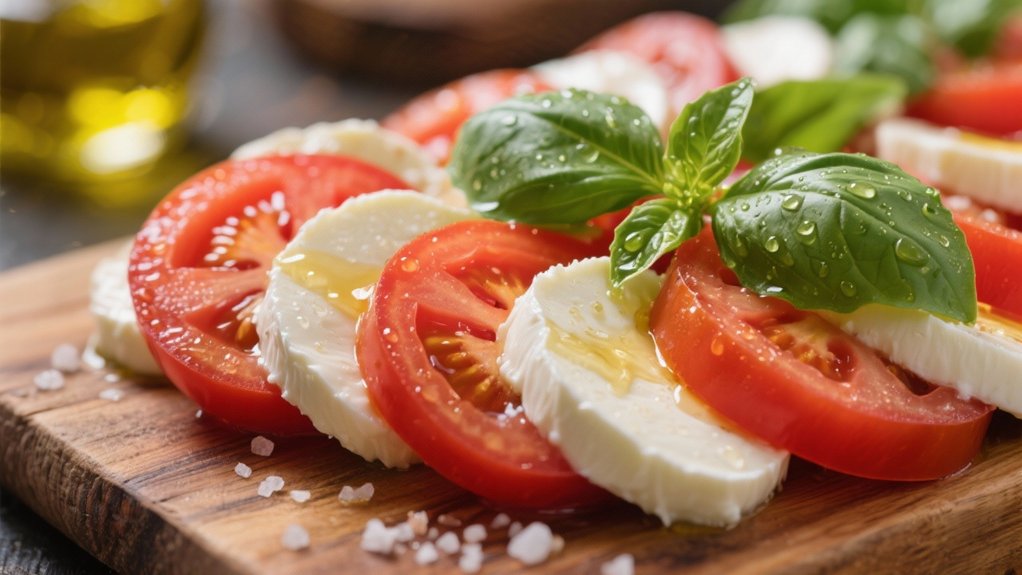 fresh mozzarella and tomatoes
