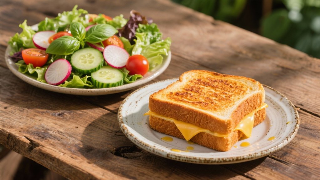 fresh salad complements comfort food
