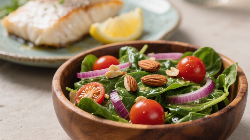 fresh salad complements fish