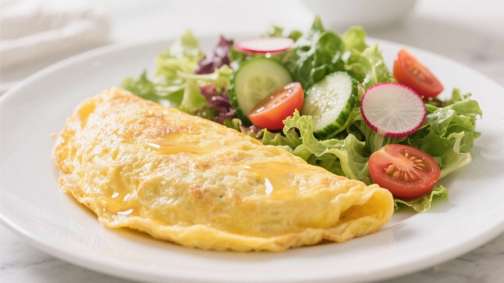 fresh salad complements omelette