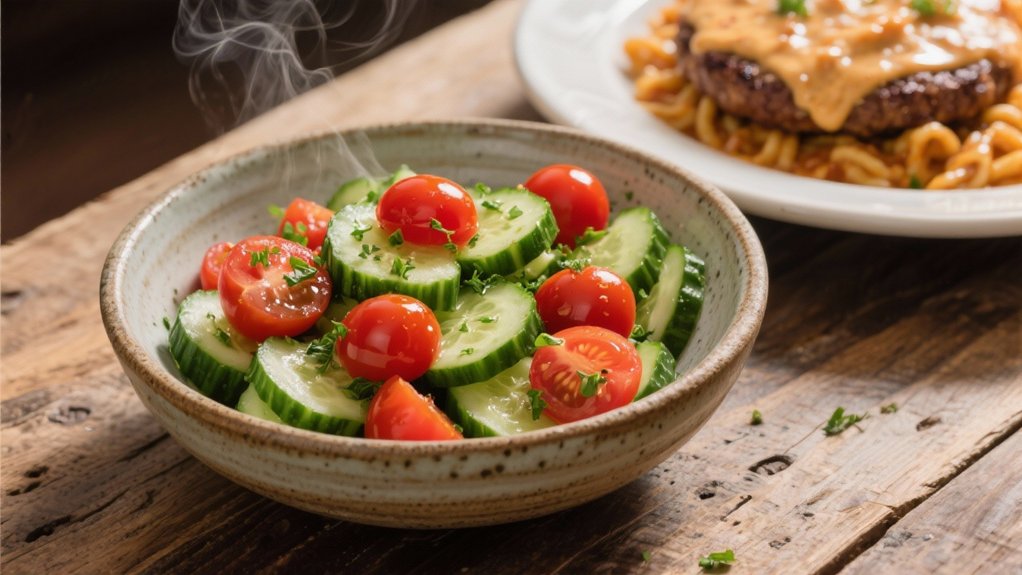fresh salad complements pasta