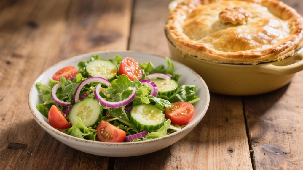 fresh salad complements pot pie