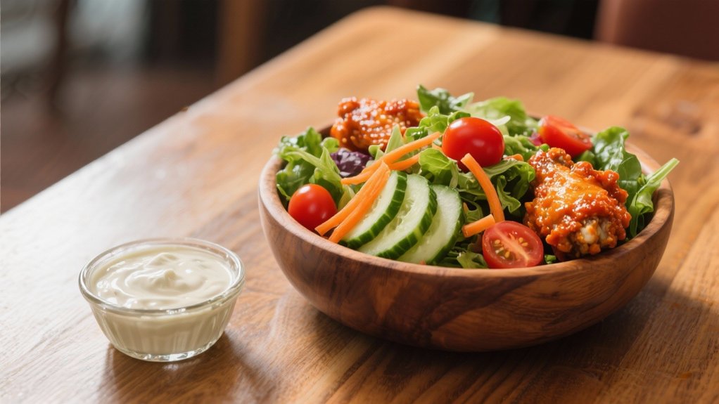 fresh salad complements wings