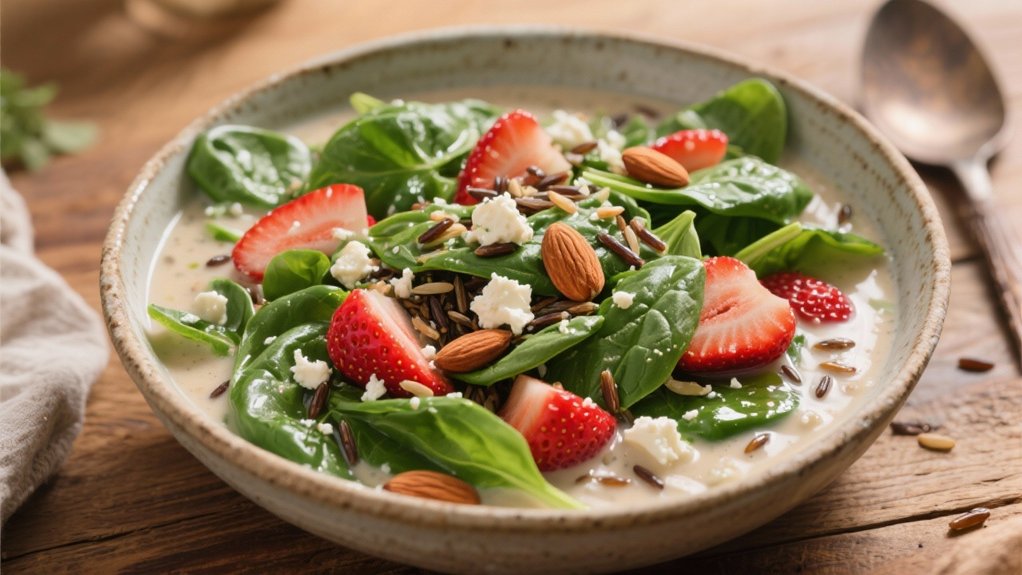 fresh spinach and strawberries