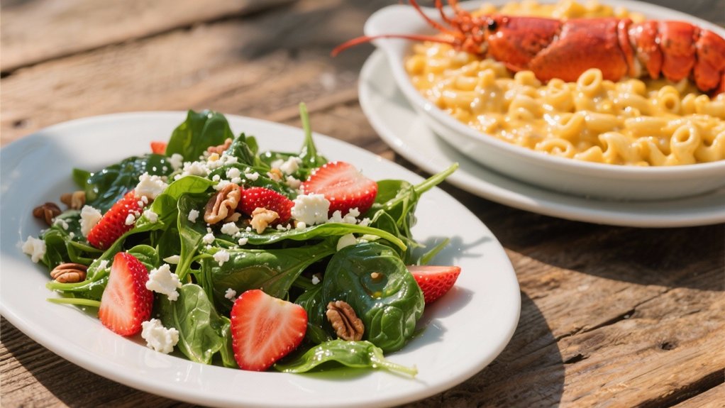 fresh spinach and strawberries