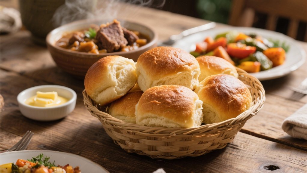 freshly baked dinner rolls