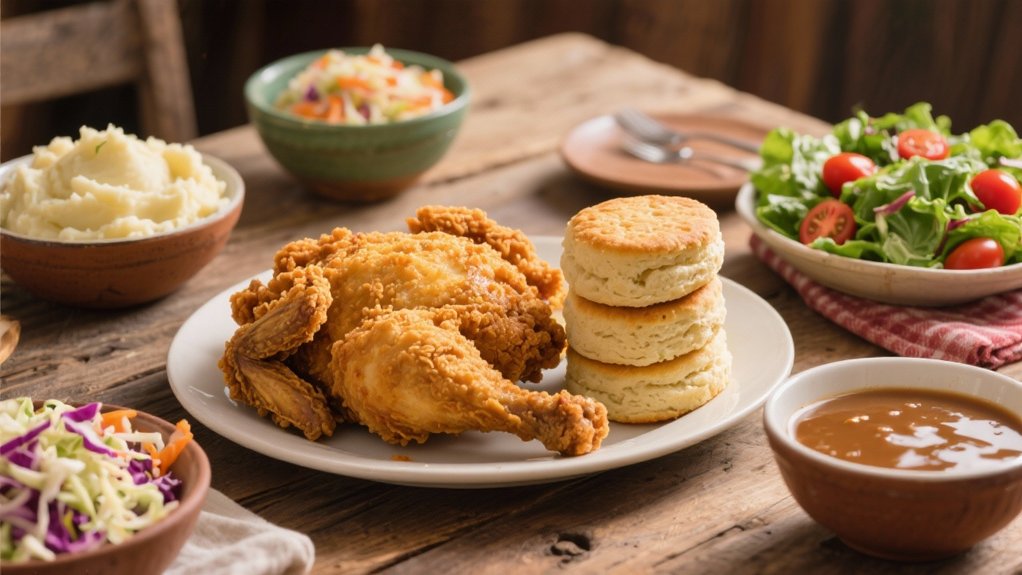 fried chicken and biscuits