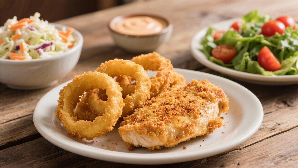 fried chicken and onion rings