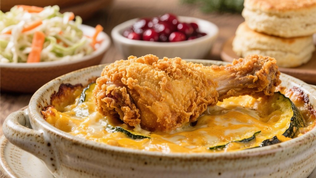 fried chicken and squash casserole