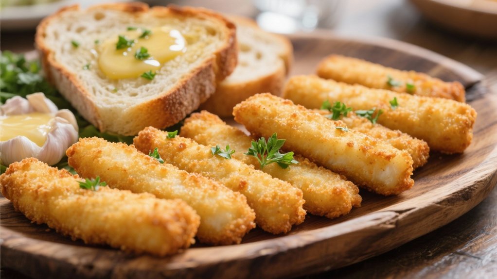 garlic bread and fish sticks