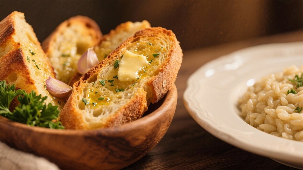 garlic bread complements creamy risotto