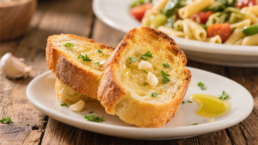 garlic bread complements pasta