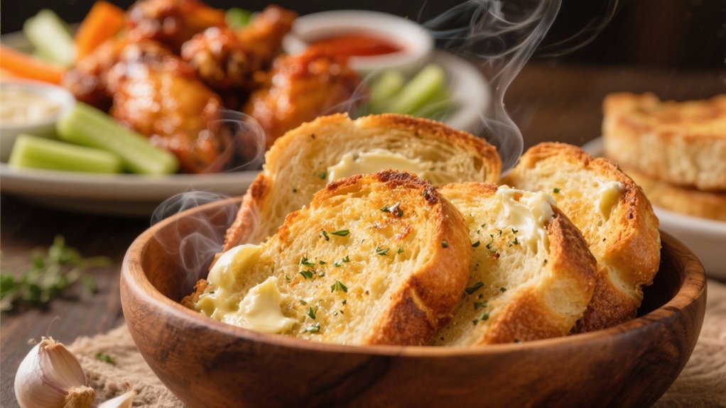 garlic bread complements wings
