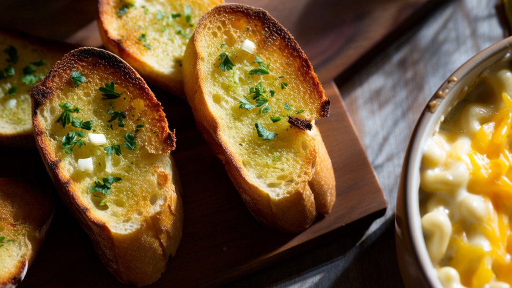 garlic bread enhances mac and cheese