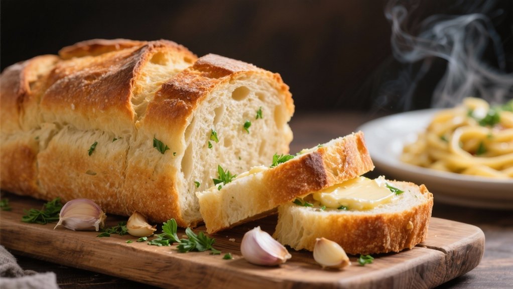 garlic bread enhances pasta