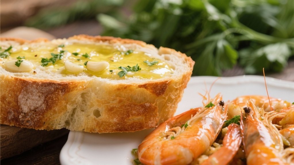 garlic bread enhances shrimp scampi