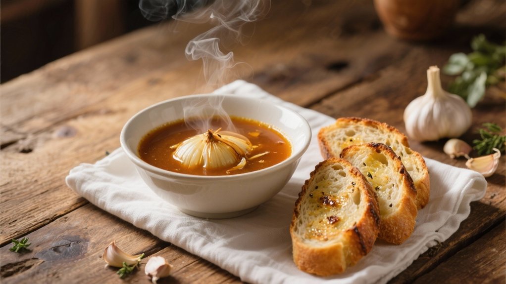 garlic bread enhances soup