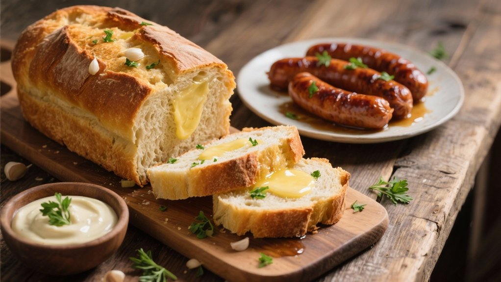 garlic bread for sausages