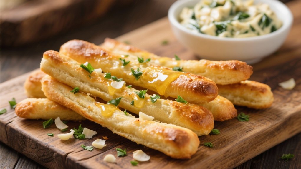 garlic breadsticks enhance dip