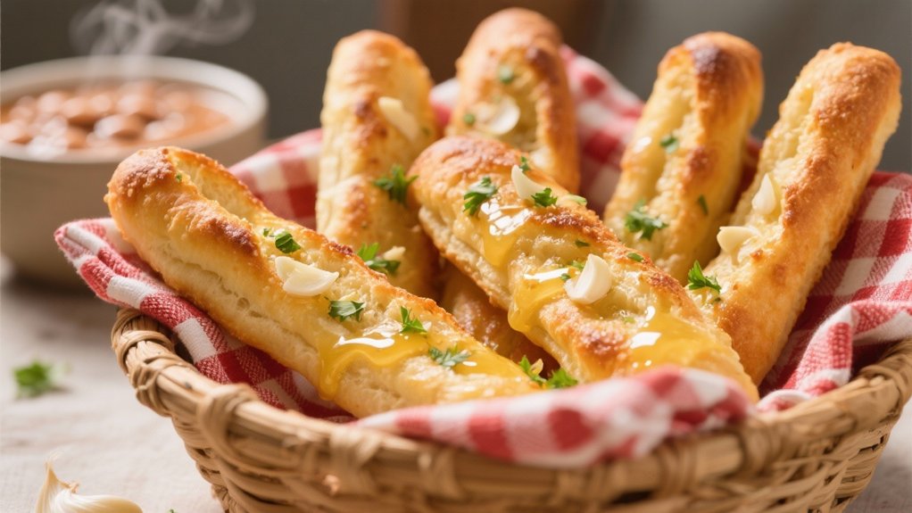 garlic breadsticks enhance soup