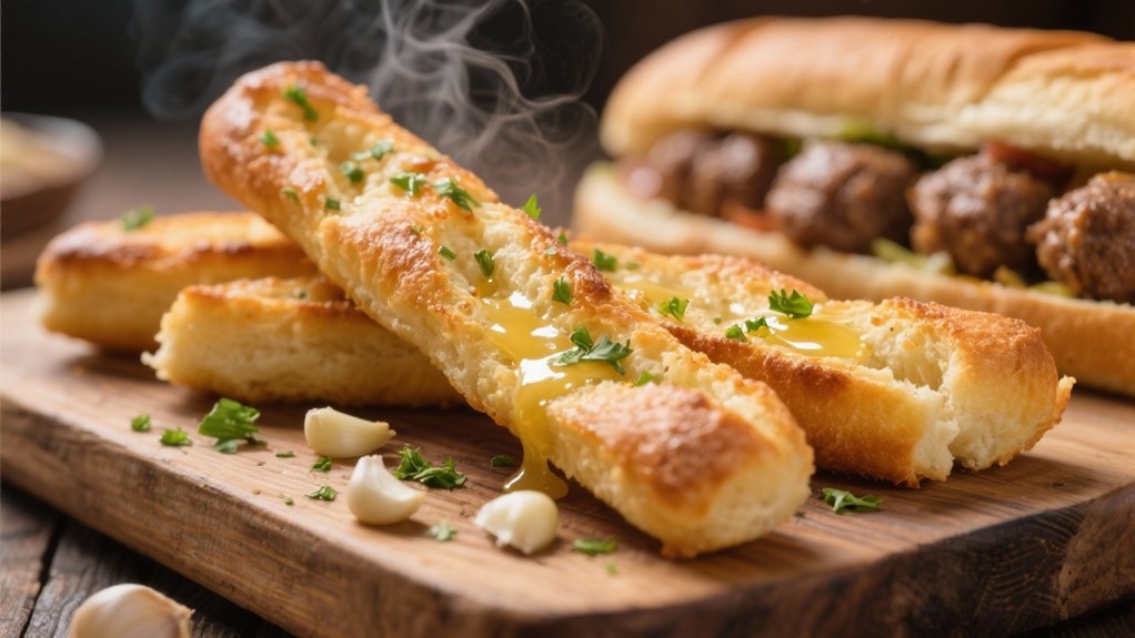 garlic breadsticks with marinara