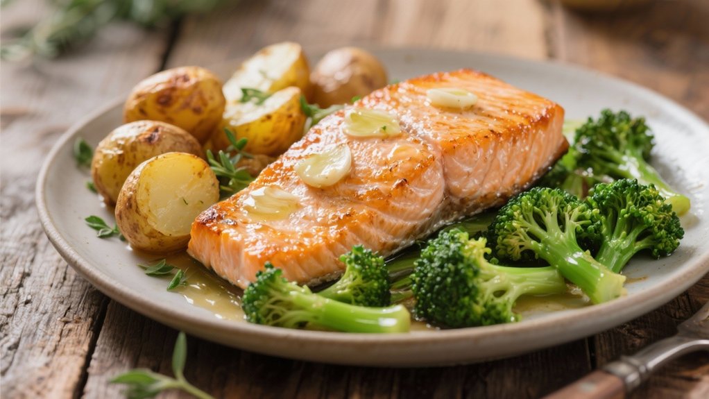 garlic butter salmon broccolini delight