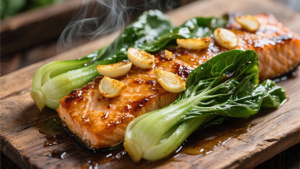 garlic infused roasted bok choy