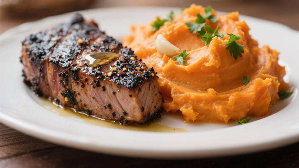 garlic infused sweet potato mash