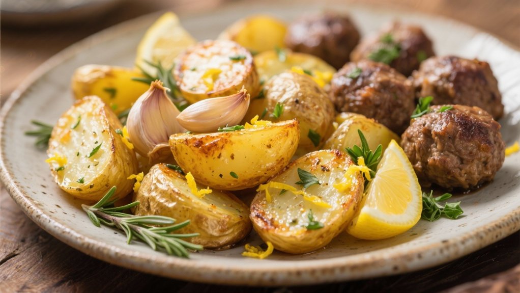 garlic lemon roasted potatoes
