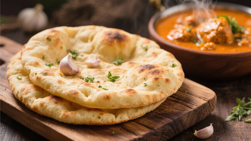 garlic naan enhances butter chicken