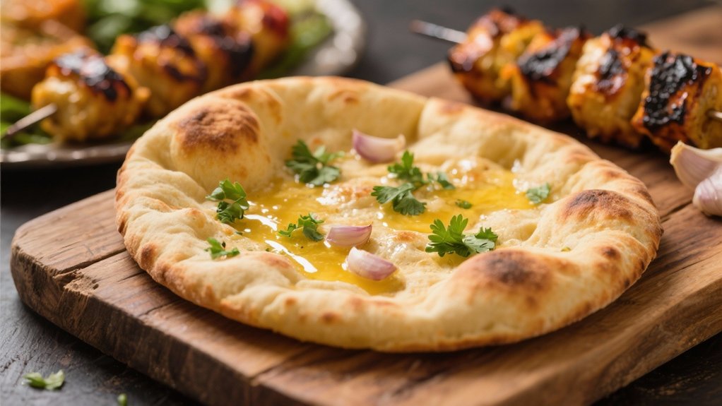 garlic naan enhances kabobs