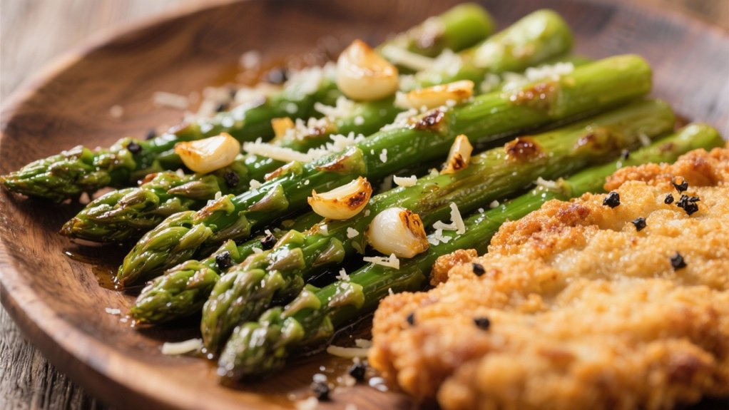 garlic roasted asparagus tips