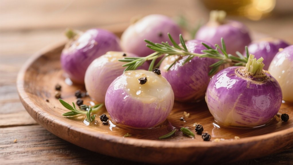 glazed sweet baby turnips