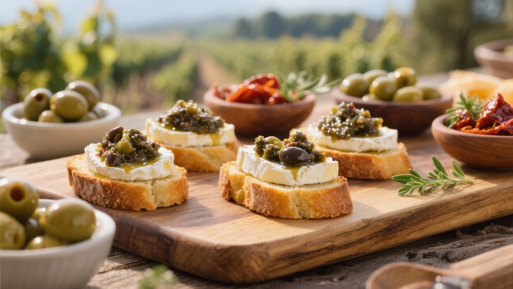 goat cheese and tapenade crostini
