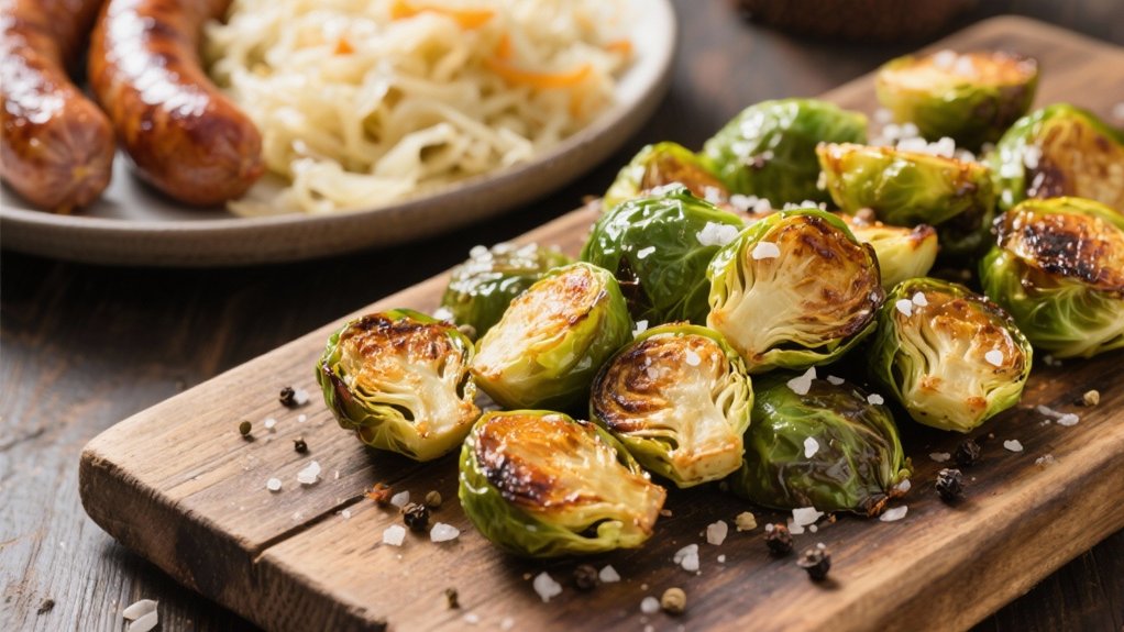 golden caramelized brussels sprouts
