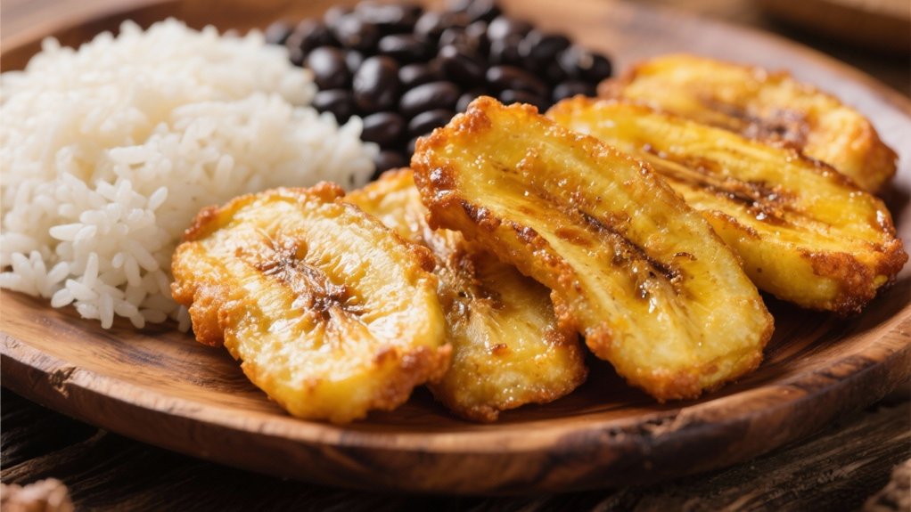 golden caramelized fried plantains