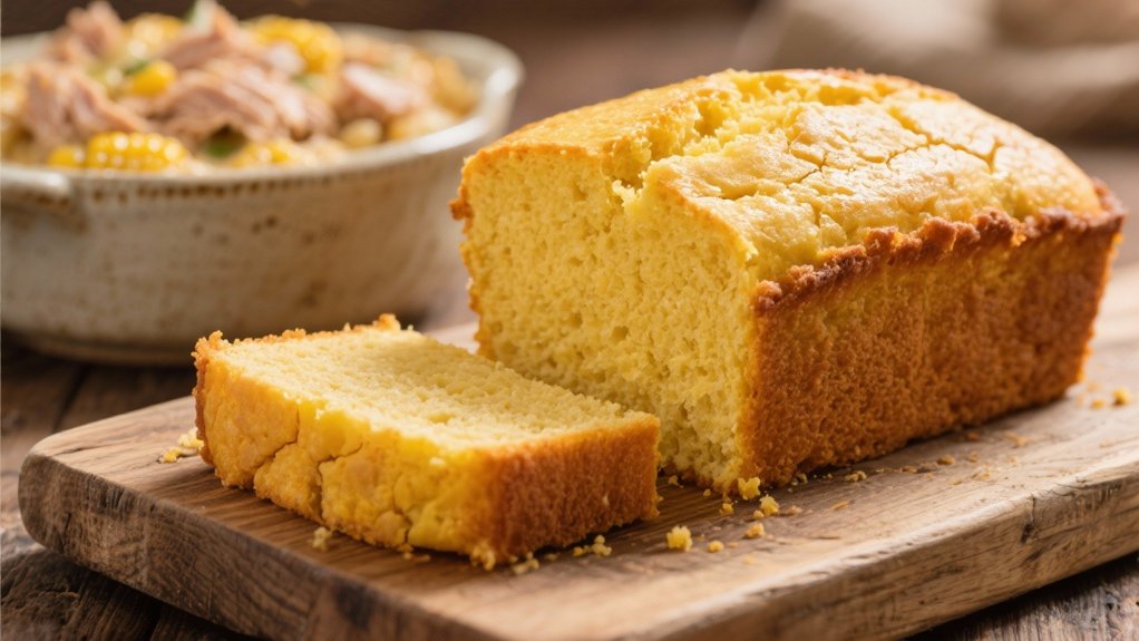 golden cornbread complements casserole
